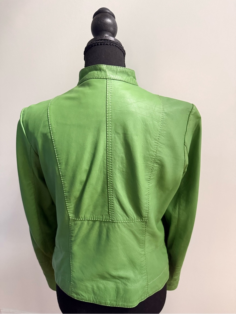 Bernardo Genuine Leather Moto Jacket S Apple Green Asymmetrical Biker - Picture 5 of 12